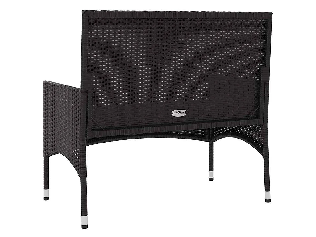 Banc de Jardin à 2 Places avec Coussins Noir Résine Tressée