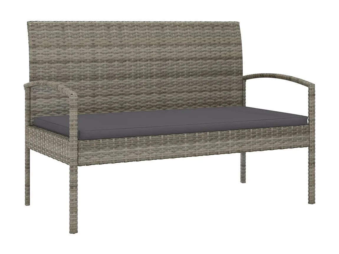 Banc de jardin avec coussin gris 105 cm résine tressée