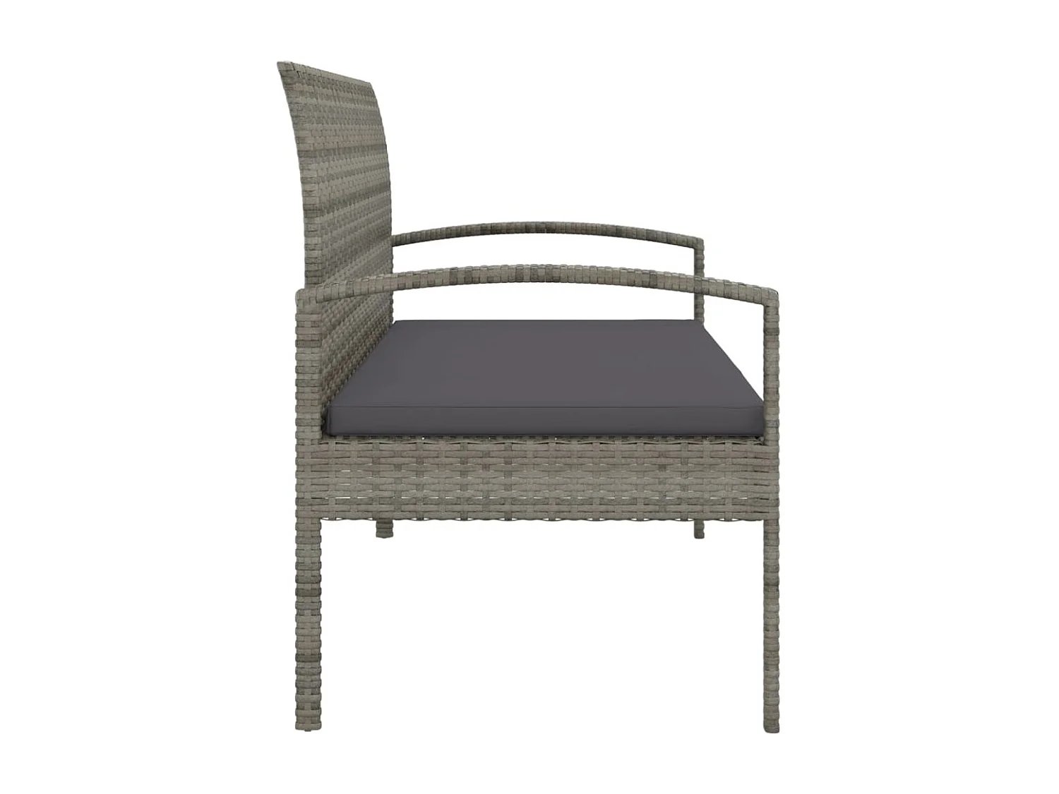 Banc de jardin avec coussin gris 105 cm résine tressée