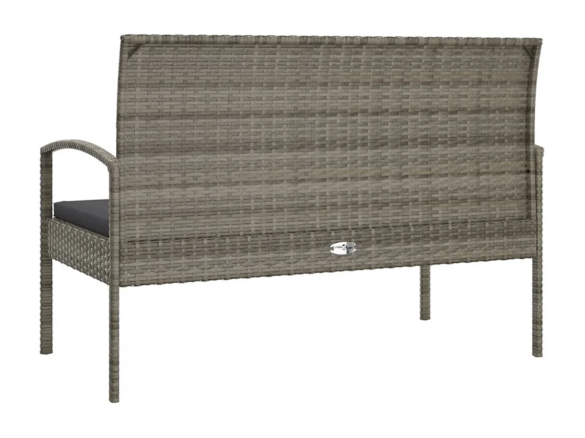 Banc de jardin avec coussin gris 105 cm résine tressée