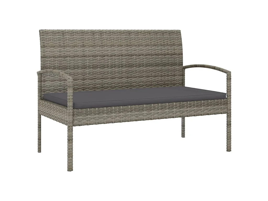 Gartenbank mit Kissen Grau 105 cm Poly Rattan