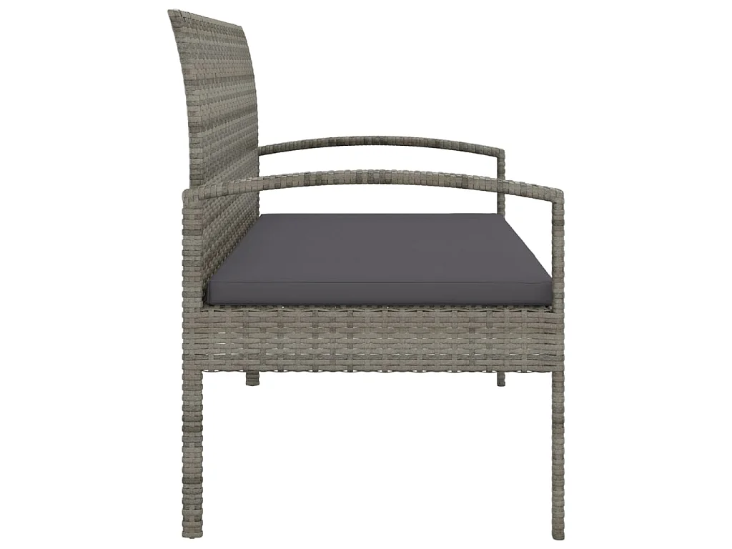 Gartenbank mit Kissen Grau 105 cm Poly Rattan