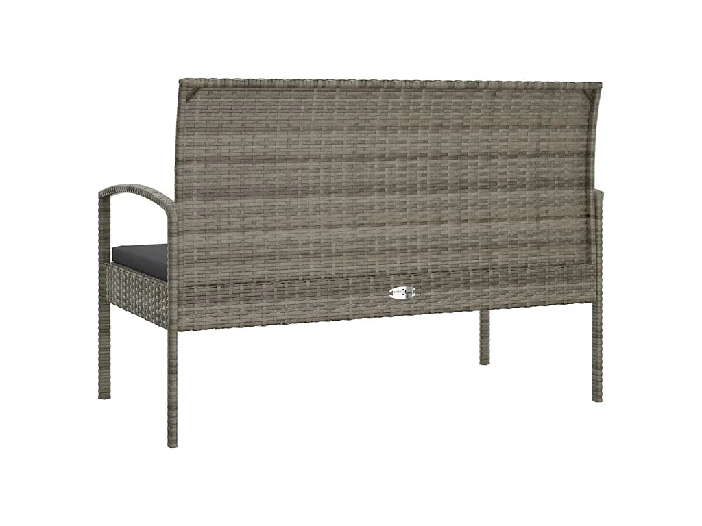 Gartenbank mit Kissen Grau 105 cm Poly Rattan