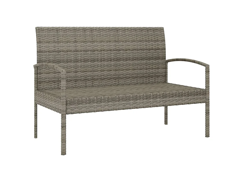 Gartenbank mit Kissen Grau 105 cm Poly Rattan