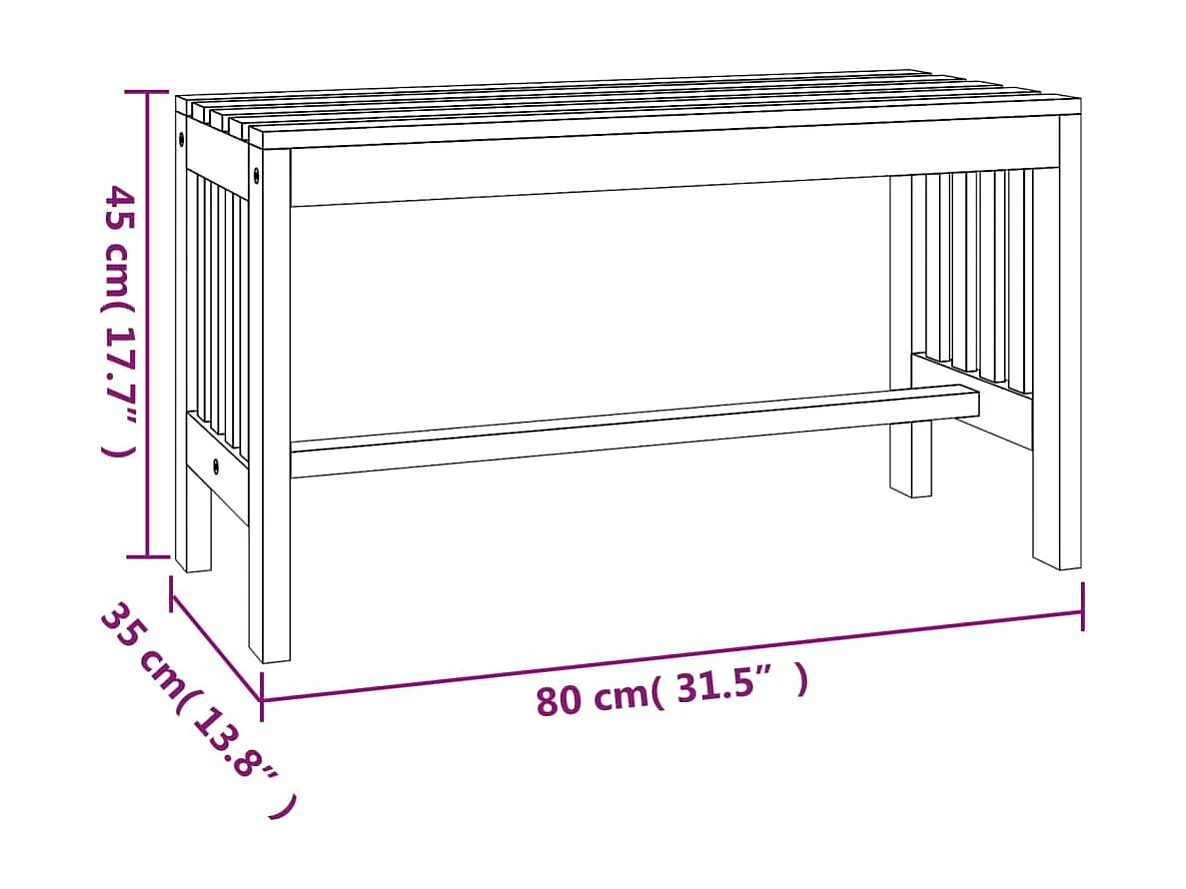 Banco de jardim 80 cm madeira de eucalipto maciça