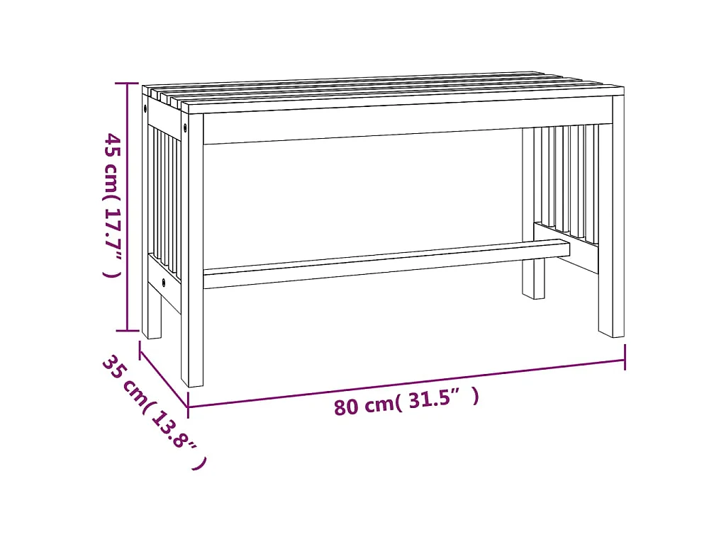 Tuinbank 80 cm massief eucalyptushout