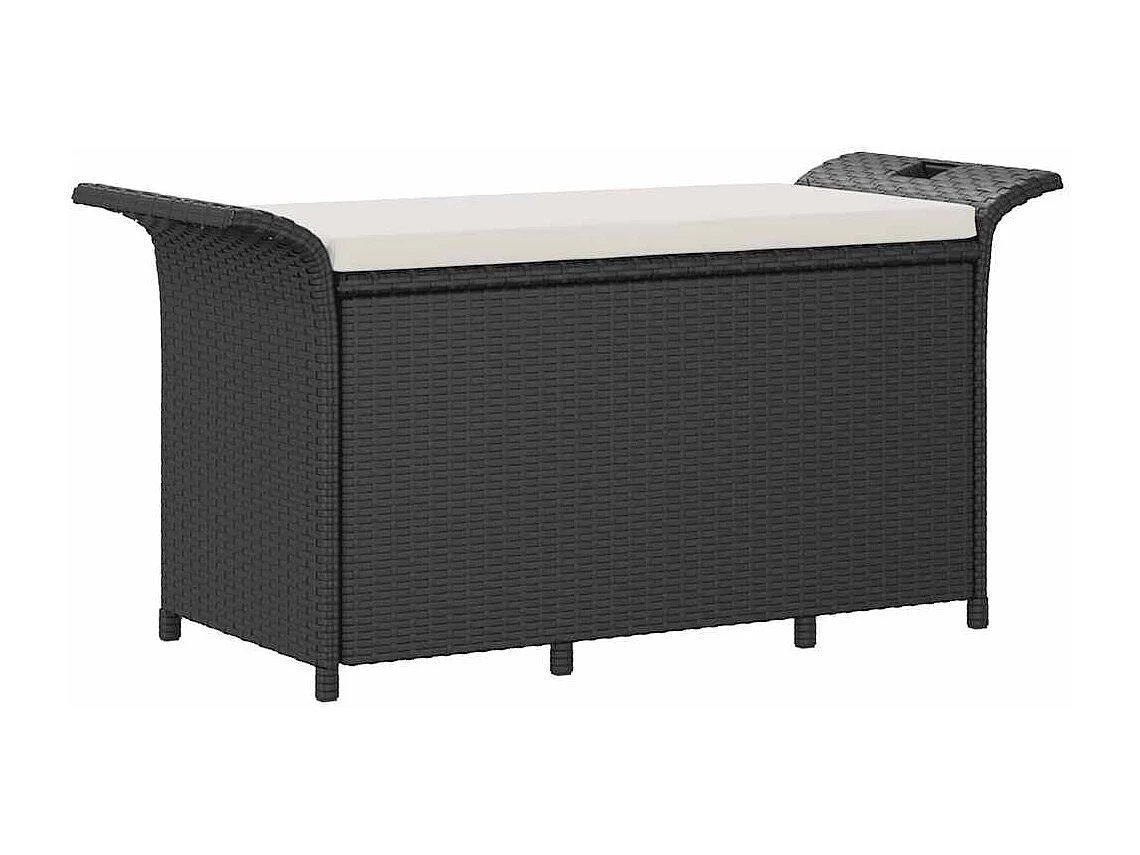 Tuinbank met kussen 116x46x57 cm poly rattan zwart