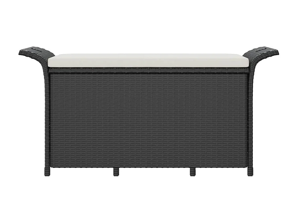 Banc de jardin avec coussin noir 116x46x57 cm résine tressée