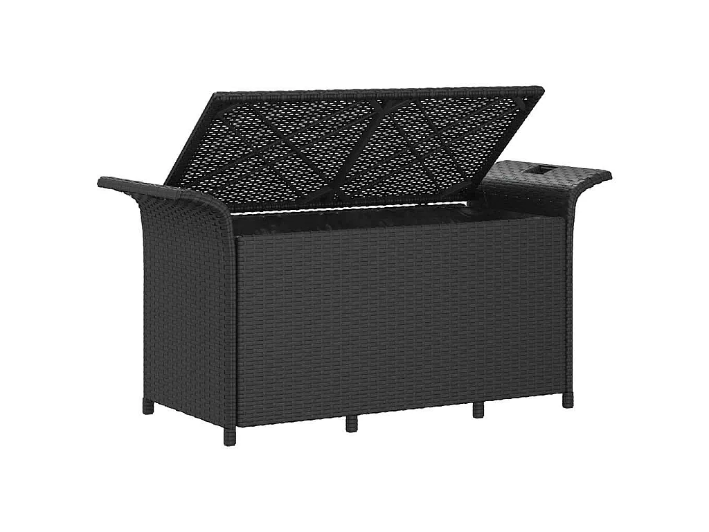 Panca da Giardino con Cuscino Nero 116x46x57 cm in Polyrattan