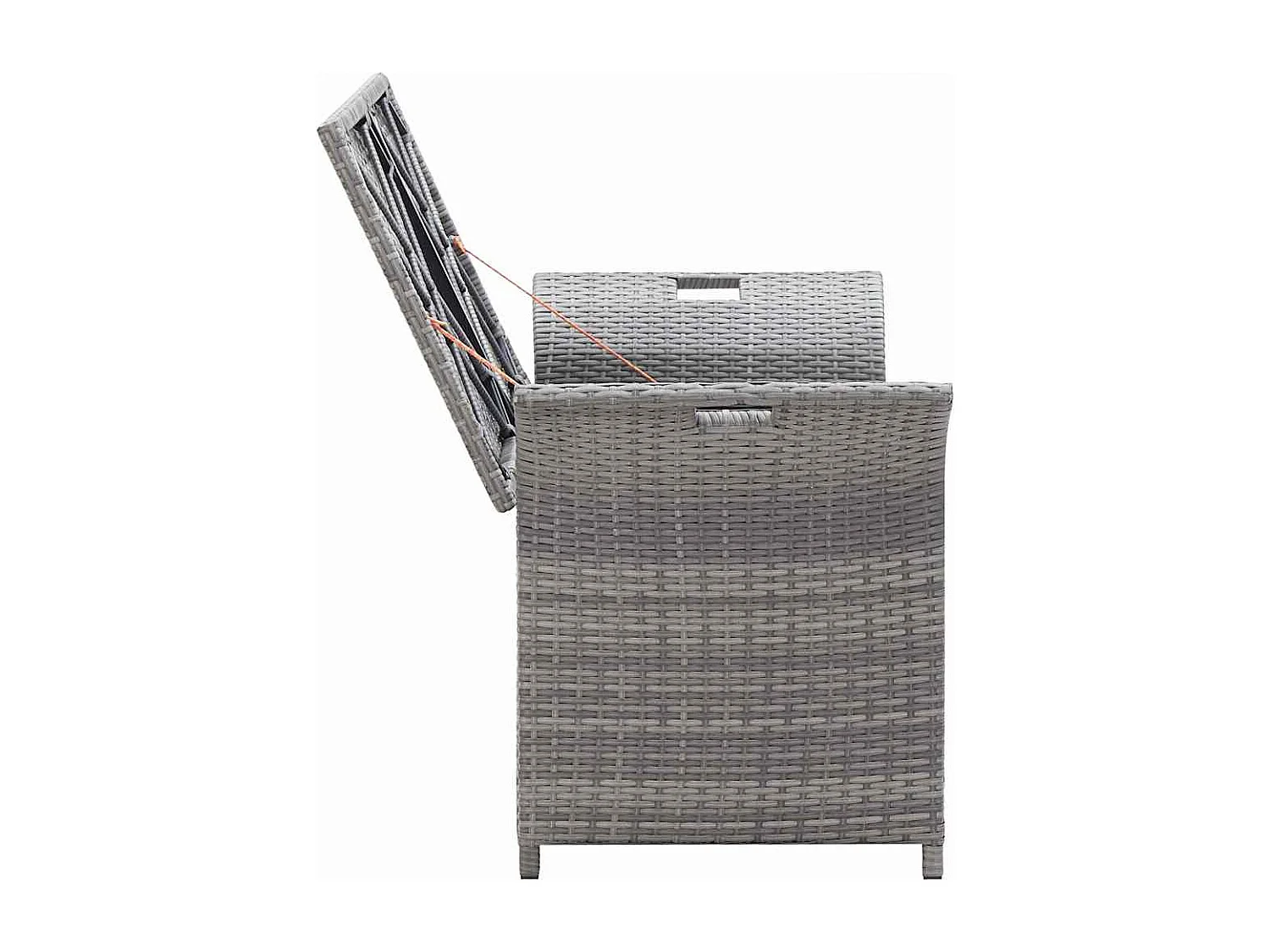 Sitzbank mit Stauraum und Kissen Grau 138 cm Poly Rattan