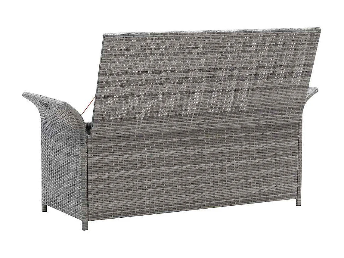 Sitzbank mit Stauraum und Kissen Grau 138 cm Poly Rattan