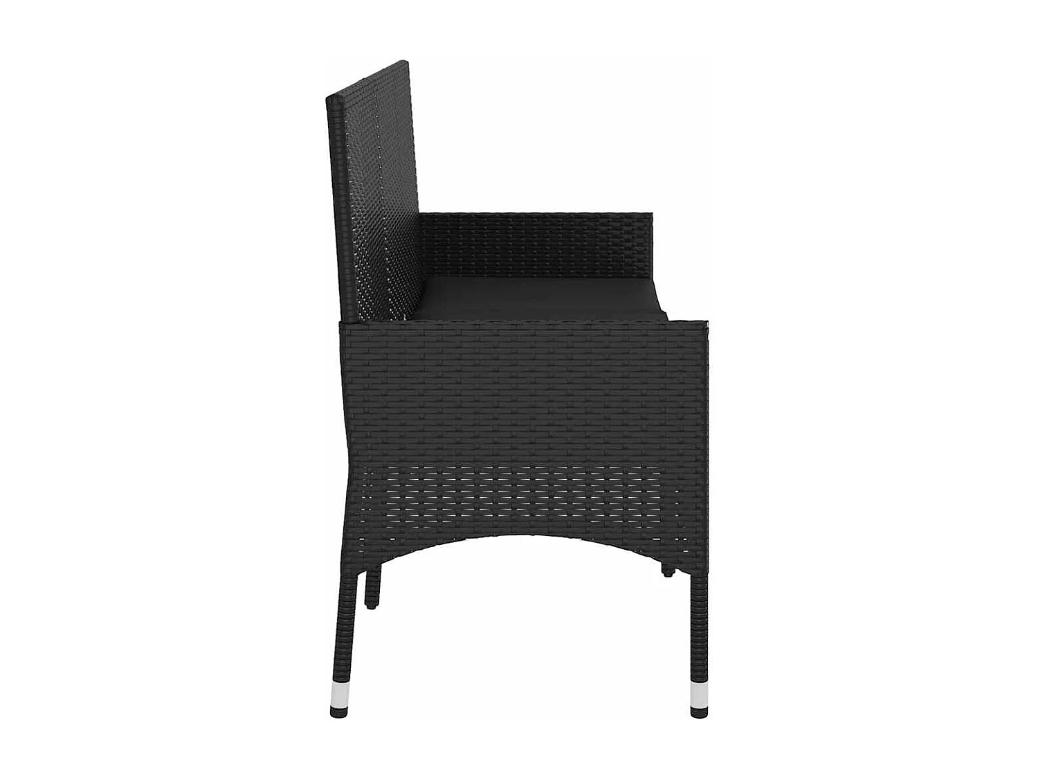 Banc de jardin à 3 places avec coussins Noir Résine tressée