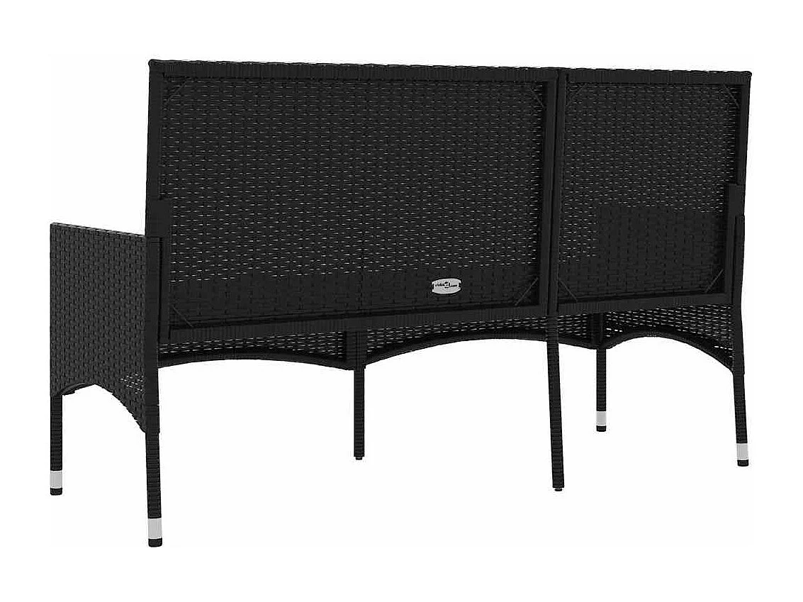 Banc de jardin à 3 places avec coussins Noir Résine tressée