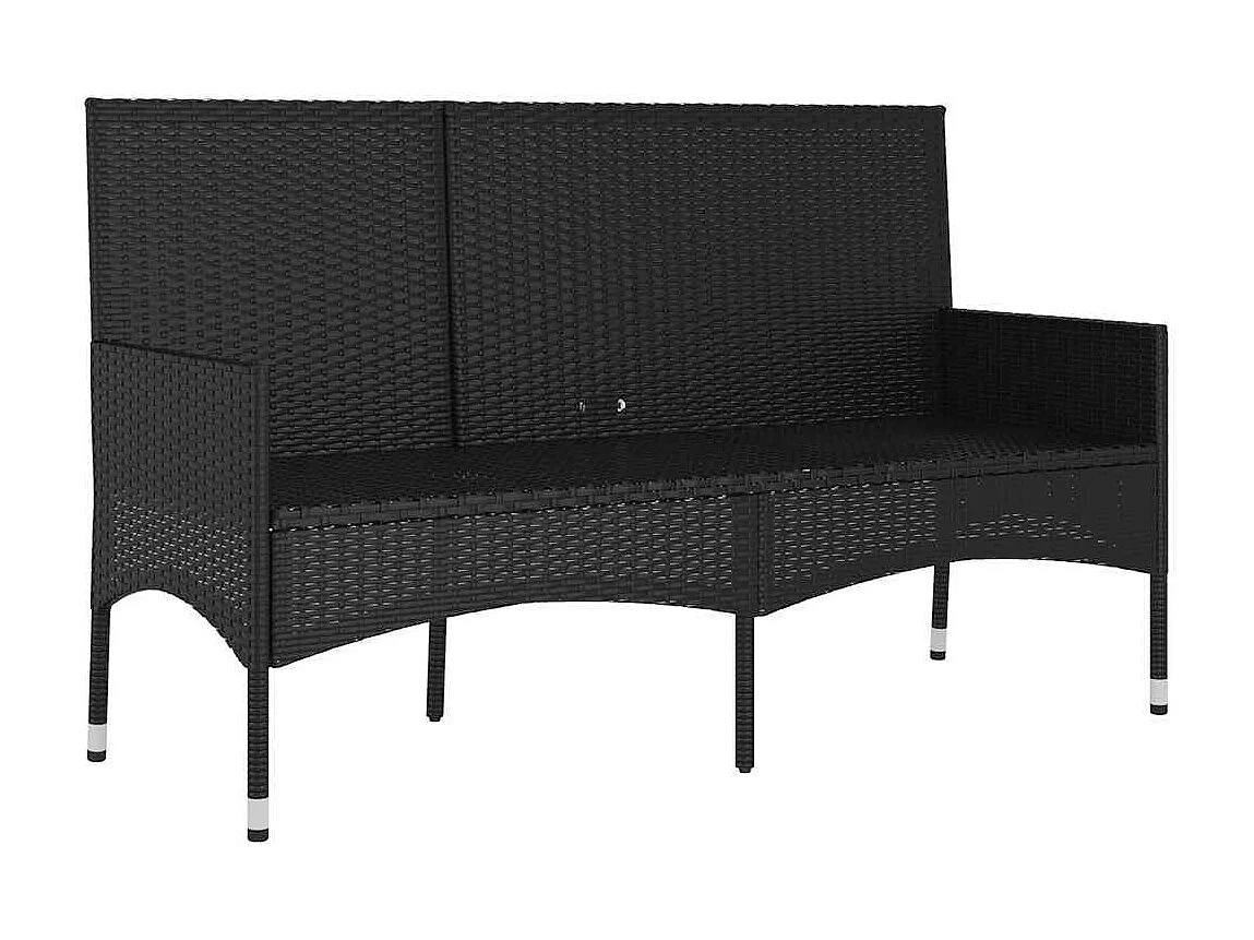 Banc de jardin à 3 places avec coussins Noir Résine tressée