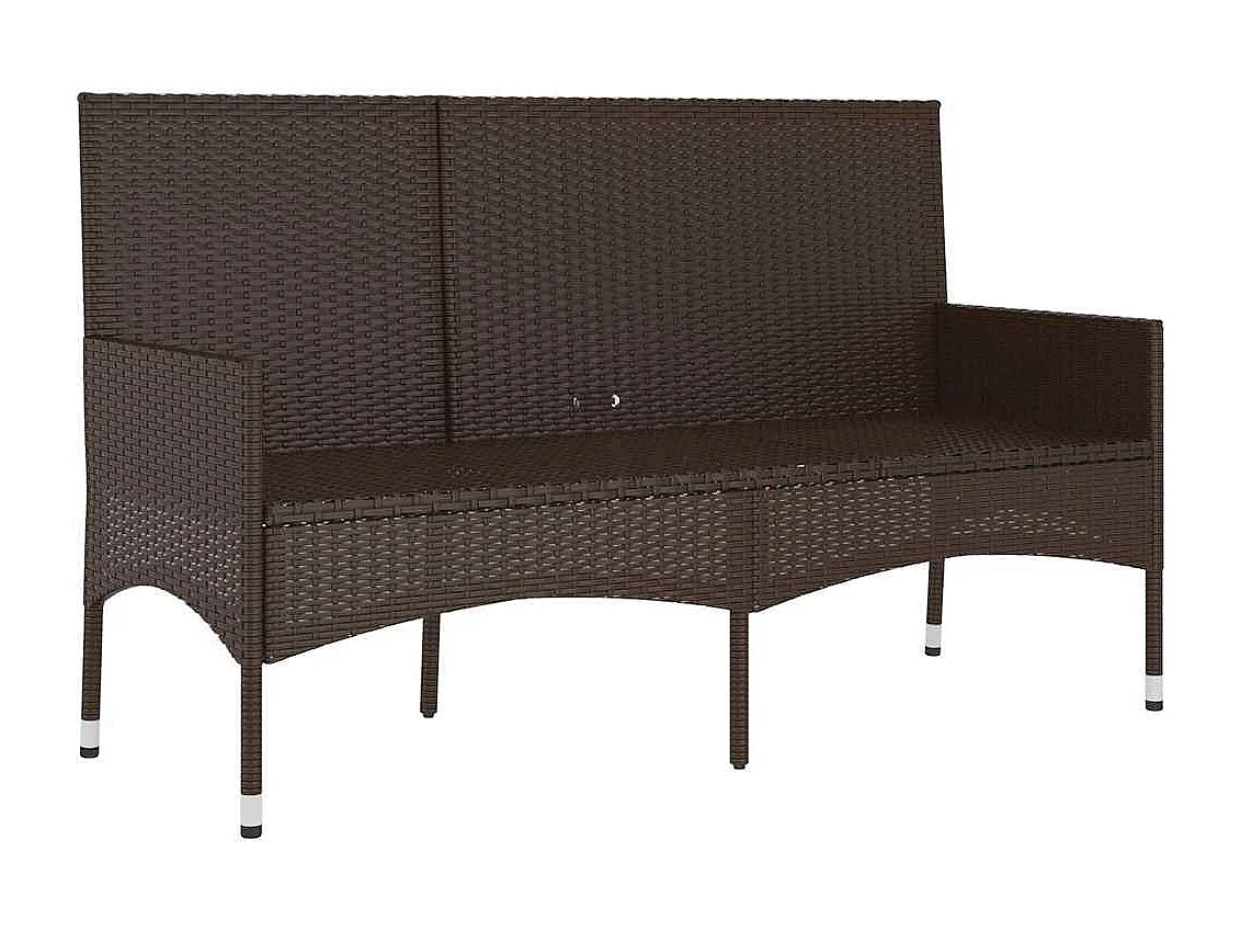 Gartenbank 3-Sitzer mit Kissen Braun Poly Rattan