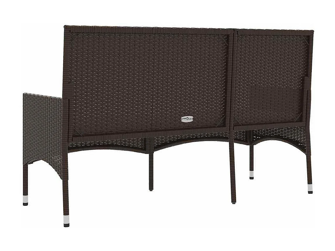 Gartenbank 3-Sitzer mit Kissen Braun Poly Rattan