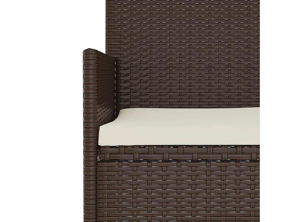 Gartenbank 3-Sitzer mit Kissen Braun Poly Rattan