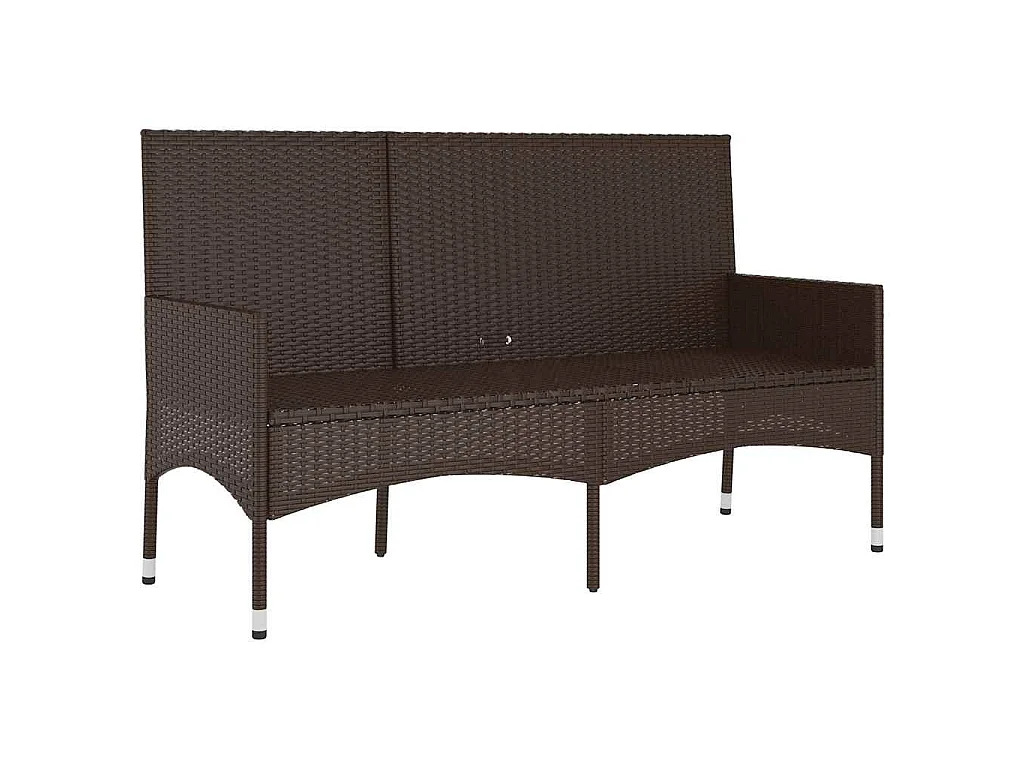 Panca da Giardino a 3 Posti con Cuscini in Polyrattan Marrone
