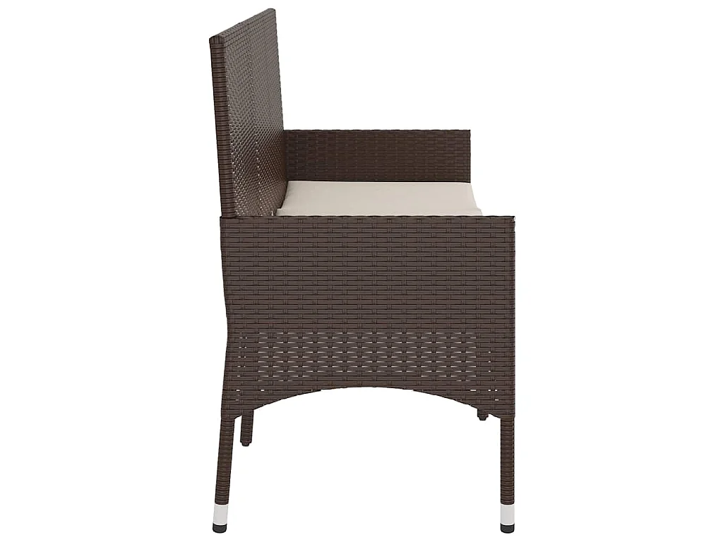 Panca da Giardino a 3 Posti con Cuscini in Polyrattan Marrone