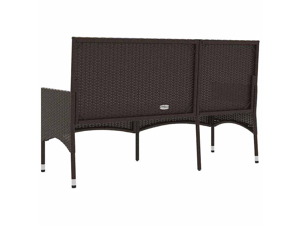 Panca da Giardino a 3 Posti con Cuscini in Polyrattan Marrone