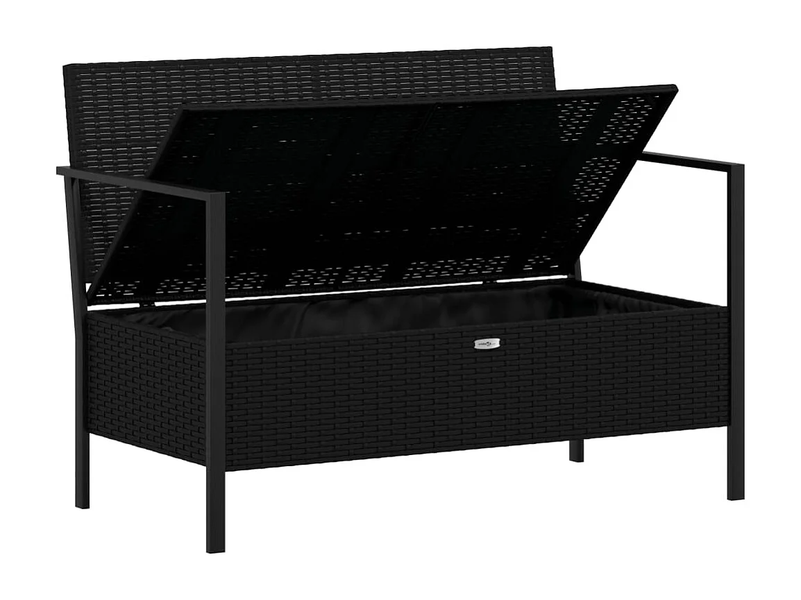Banc de Jardin à 2 Places avec Coussins Noir Résine Tressée