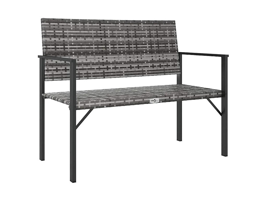 Banc de jardin à 2 places gris résine tressée