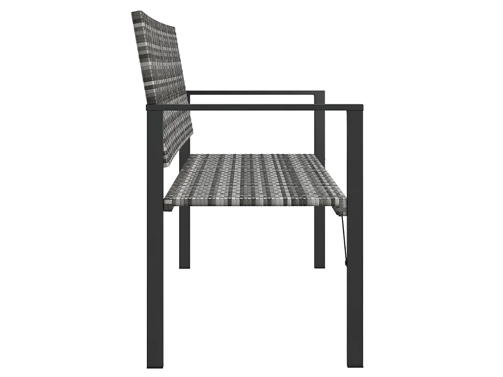 Banc de jardin à 2 places gris résine tressée
