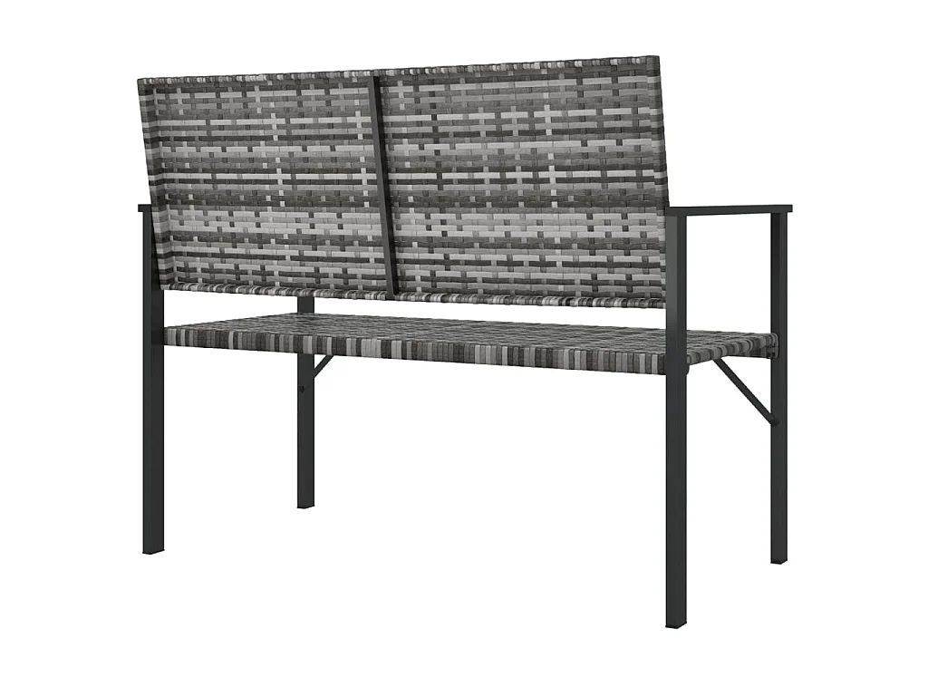 Banc de jardin à 2 places gris résine tressée