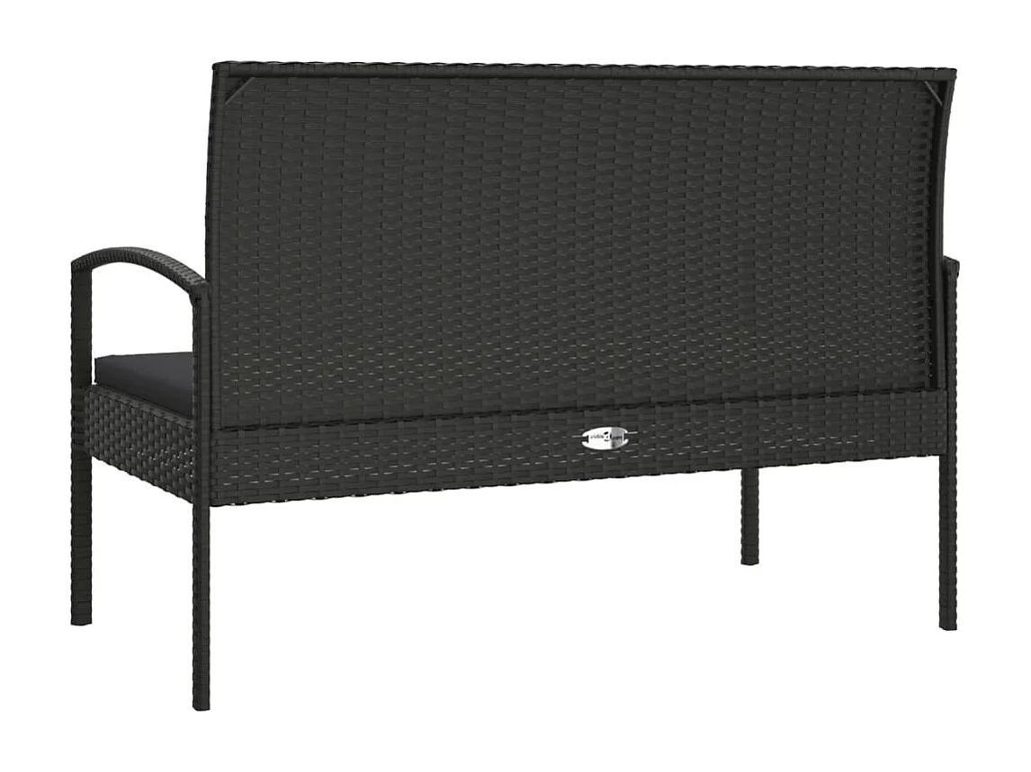 Panca da Giardino con Cuscino Nera 105 cm in Polyrattan