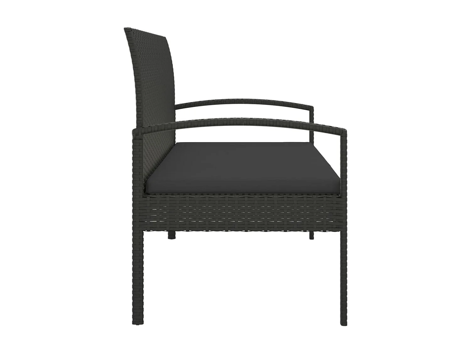 Panca da Giardino con Cuscino Nera 105 cm in Polyrattan