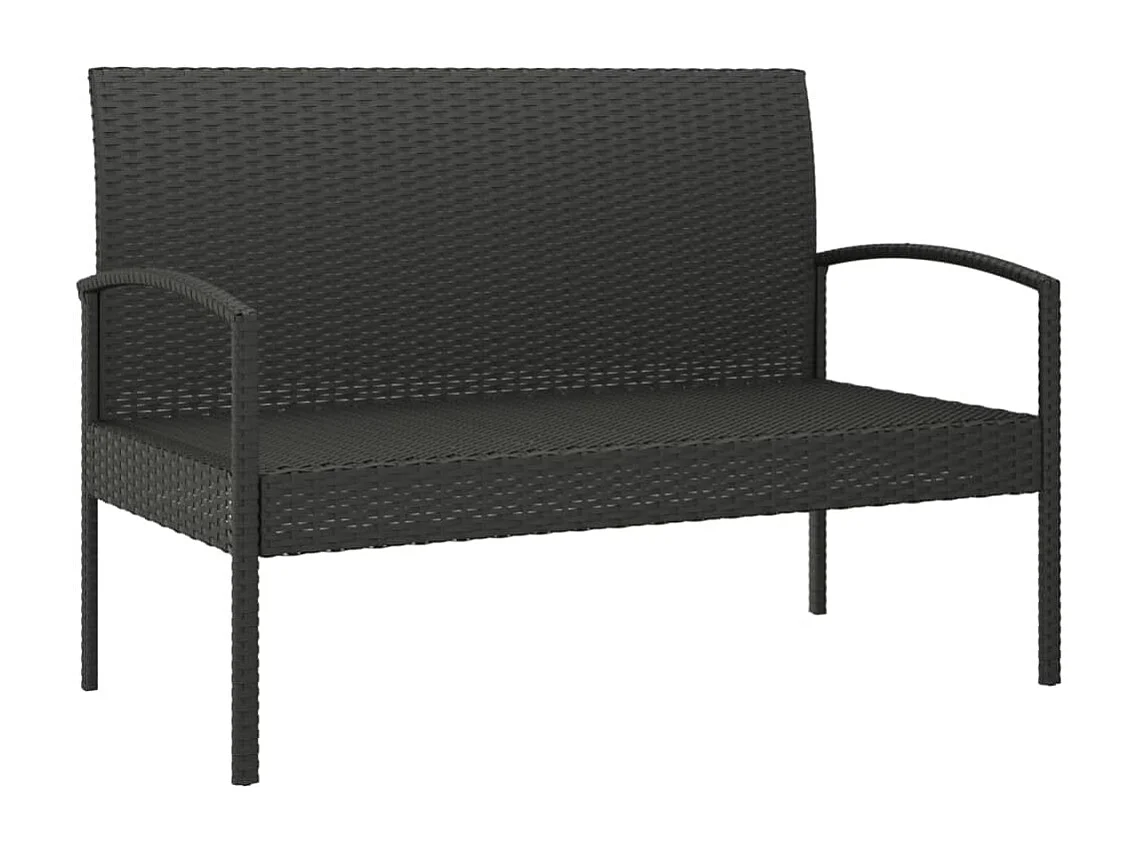 Panca da Giardino con Cuscino Nera 105 cm in Polyrattan