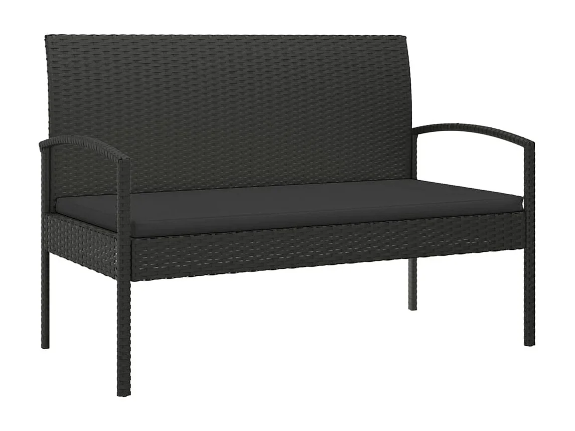 Panca da Giardino con Cuscino Nera 105 cm in Polyrattan