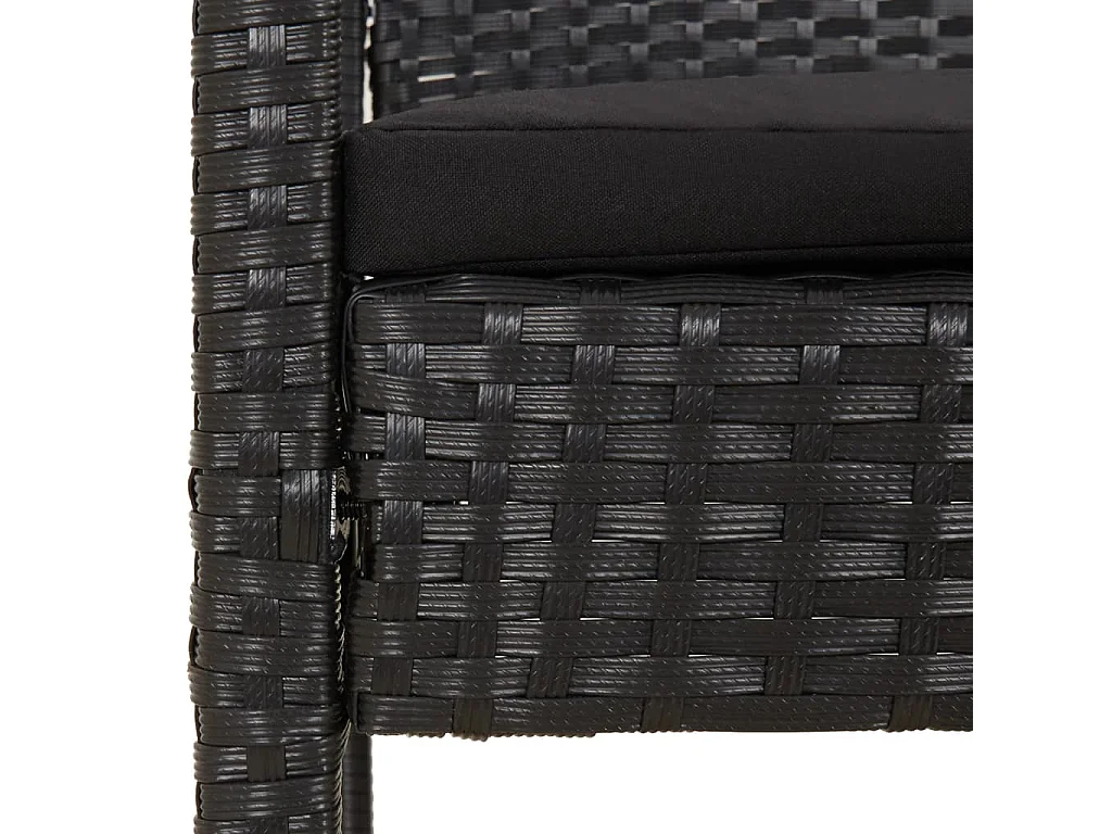 Panca da Giardino con Cuscino Nera 105 cm in Polyrattan
