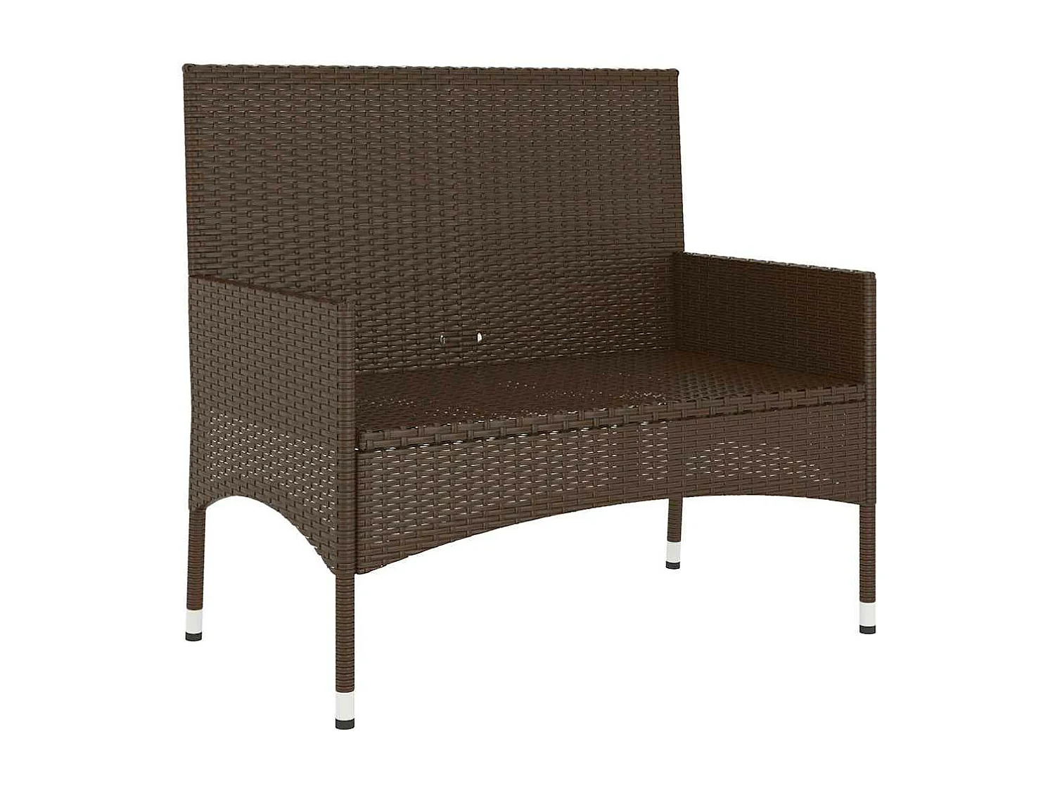 Tuinbank 2-zits met kussens poly rattan bruin