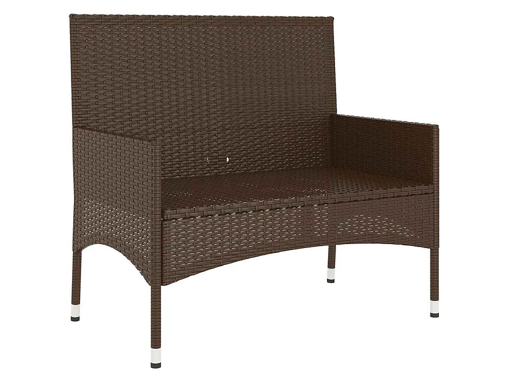 Gartenbank 2-Sitzer mit Kissen Braun Poly Rattan
