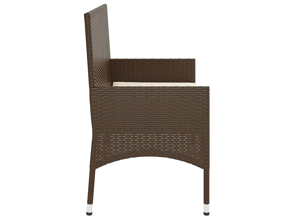 Gartenbank 2-Sitzer mit Kissen Braun Poly Rattan