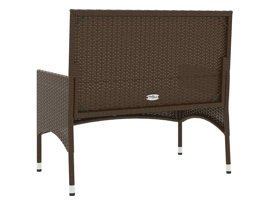 Gartenbank 2-Sitzer mit Kissen Braun Poly Rattan