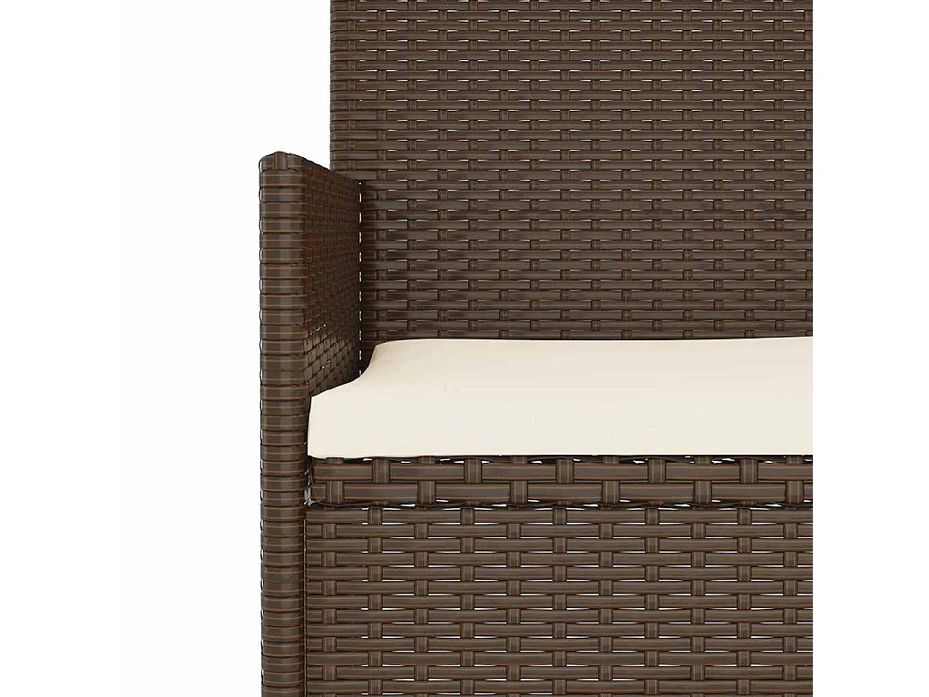 Gartenbank 2-Sitzer mit Kissen Braun Poly Rattan