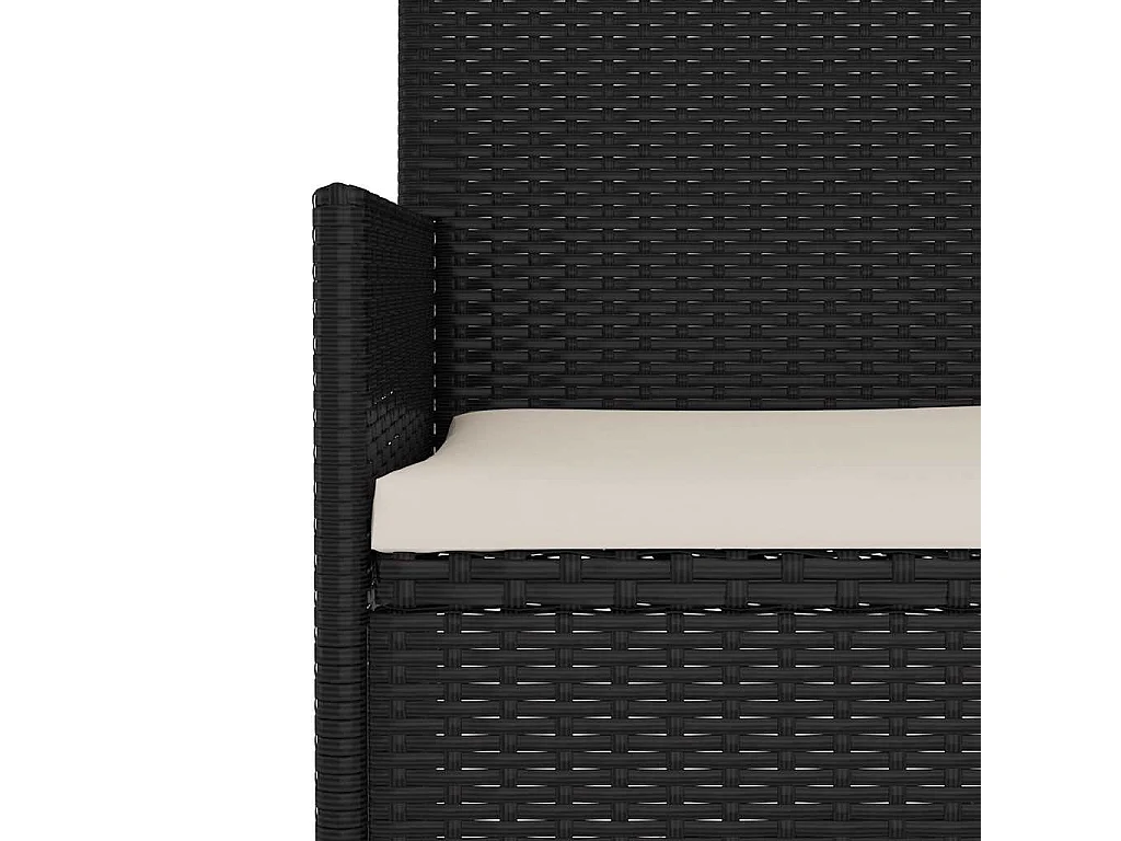 Gartenbank 2-Sitzer mit Kissen Schwarz Poly Rattan