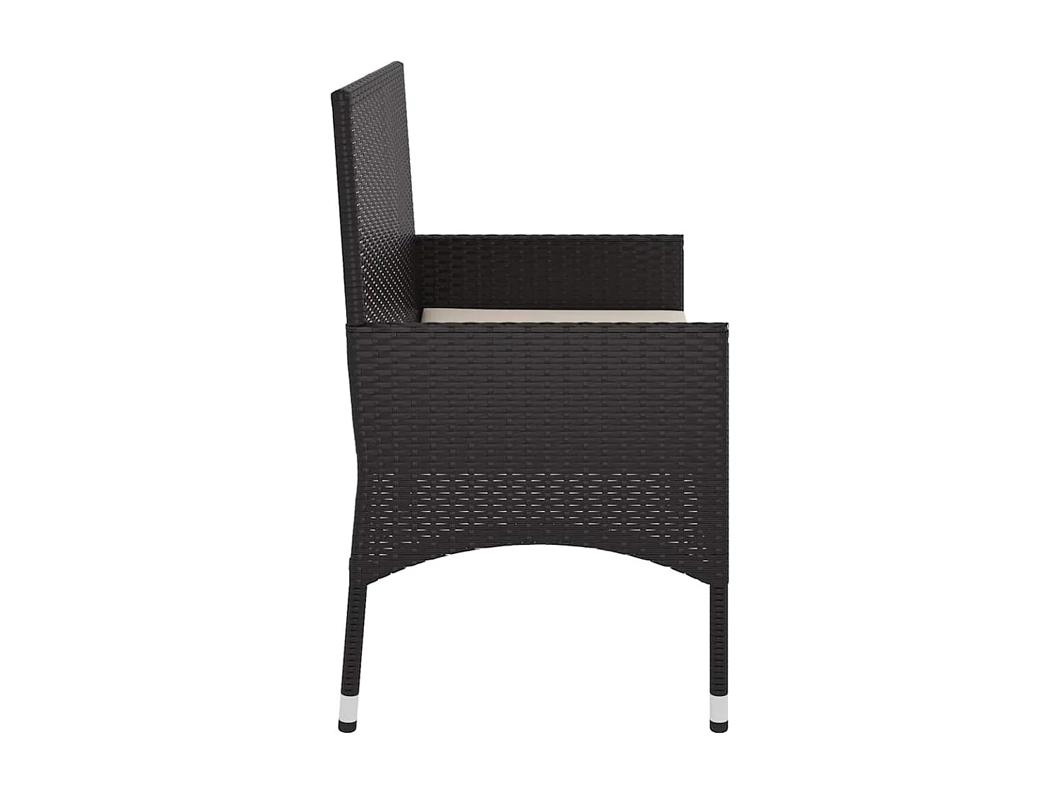 Banc de Jardin à 2 Places avec Coussins Noir Résine Tressée