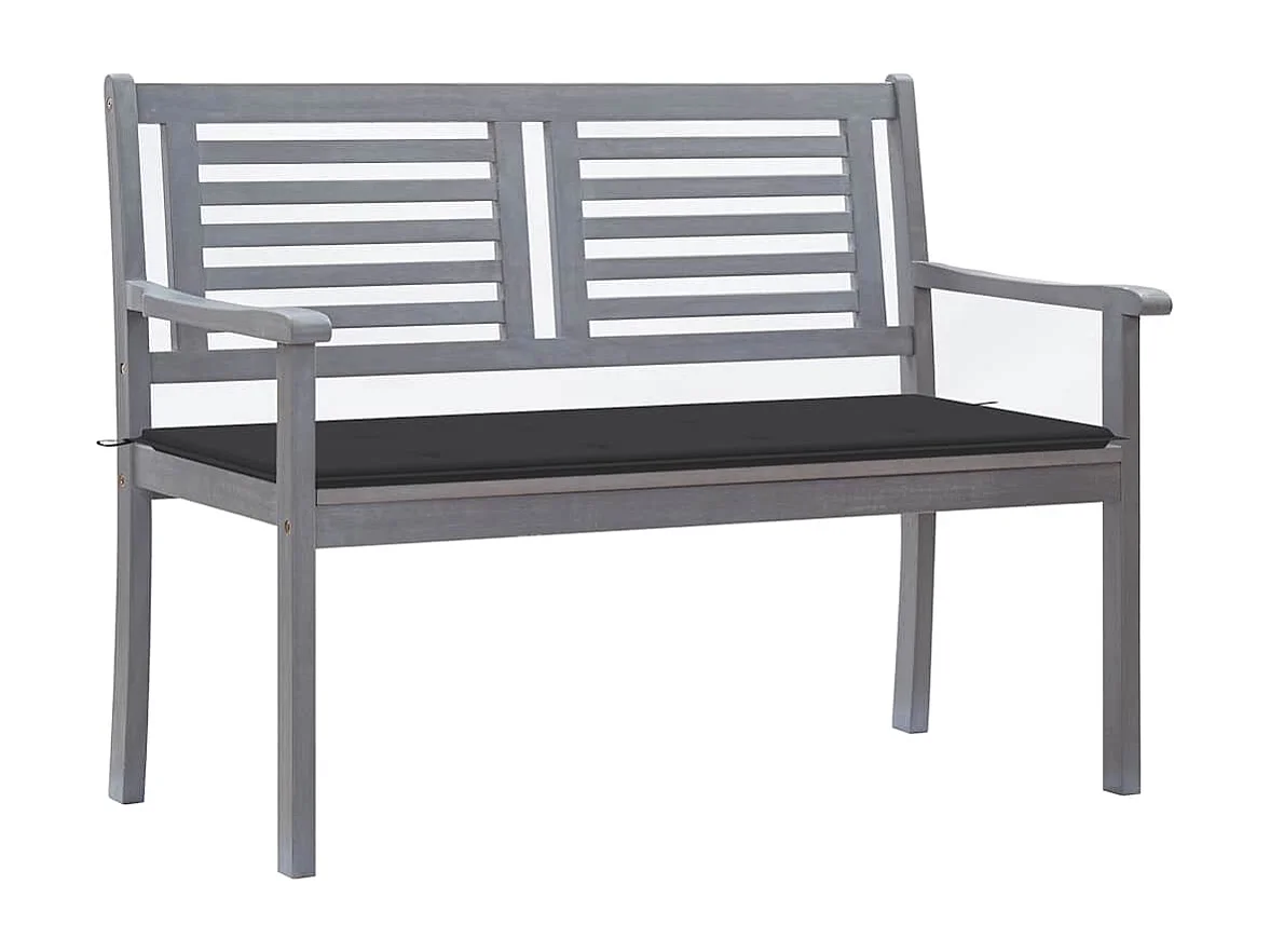 Panca da Giardino 2 Posti con Cuscino 120cm Grigia in Eucalipto