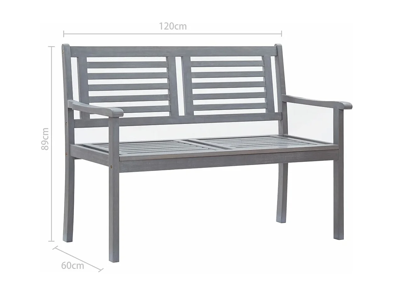 Panca da Giardino 2 Posti con Cuscino 120cm Grigia in Eucalipto