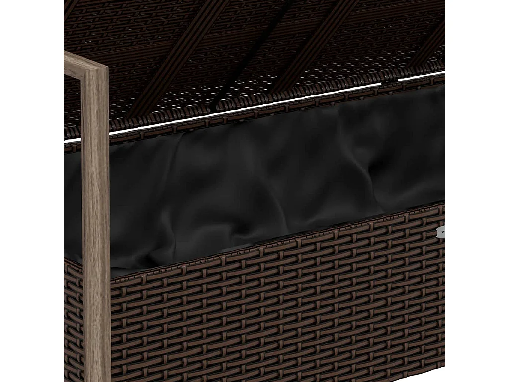 Gartenbank 2-Sitzer mit Kissen Braun Poly Rattan