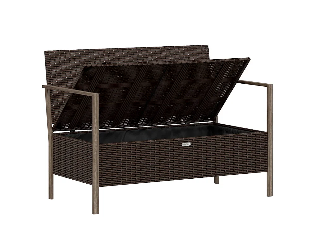 Tuinbank 2-zits met kussens poly rattan bruin