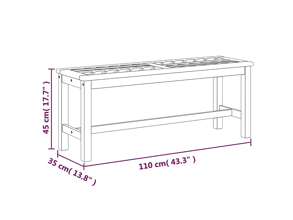 Banc de jardin 110 cm bois massif d'acacia
