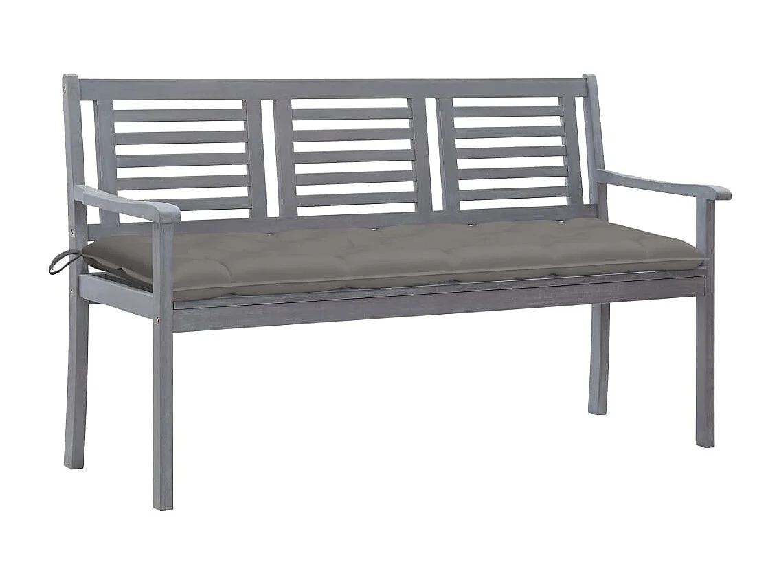 Panca da Giardino 3 Posti con Cuscino 150cm Grigia in Eucalipto