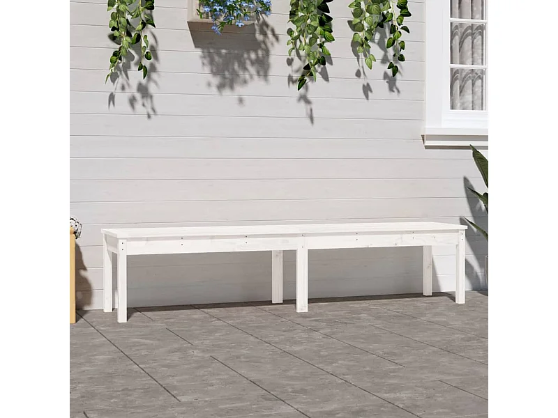 Gartenbank 2-Sitzer Weiß 203,5x44x45 cm Massivholz Kiefer