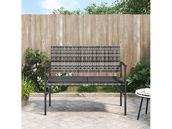Panchina da Giardino con Cuscini 176 cm in Polyrattan Grigio Unico / Gris | Leroy Merlin