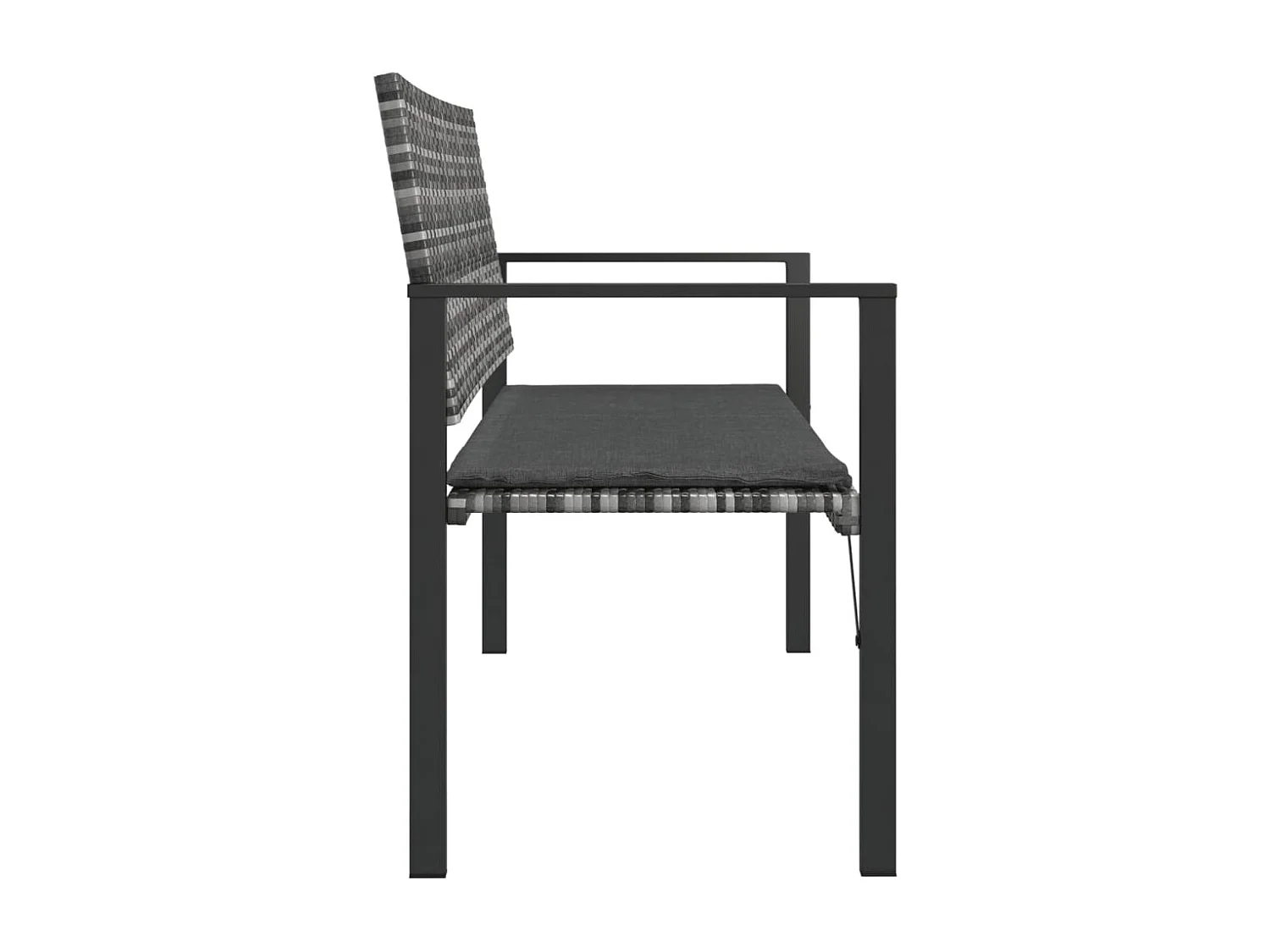 Banco de jardim de 2 lugares com almofadão vime PE cinzento