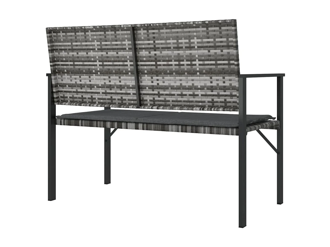 Banco de jardim de 2 lugares com almofadão vime PE cinzento